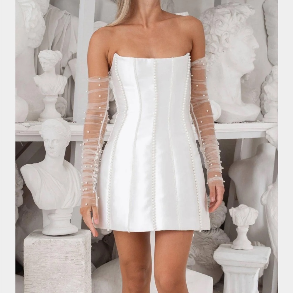 Eliya the Label Kayla bridal pearl white mini dress XL or US 10